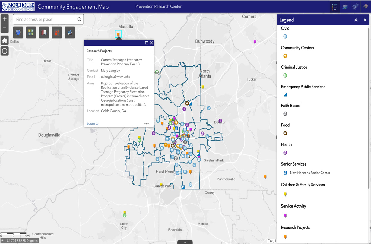 An example screenshot showing the GIS data available